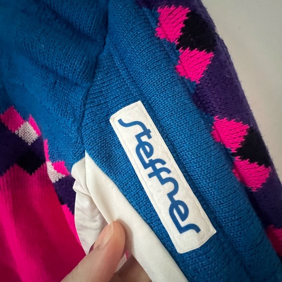 Neon Retro Steffner Wool Ski Sweater - Vintage Luxury Ski Brand - Picture 3 of 8